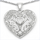 Collier mit Herz-Anhänger 21 Zirkonia-Silber Rhodiniert