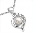 Collier Süßwasser-Perle und Zirkonia 925-Silber Rhodiniert