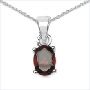 Collier/Kette mit ovalen Granat-Anhänger 925-Silber Rhod.-1,00 Karat
