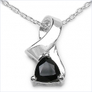 Collier/Kette mit Schwarzem Saphir-Anhänger 0,50 Karat