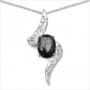 Collier/Kette m.Diamant-Saphir-Anhänger-Silber-2,51Karat