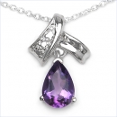 Collier/Kette m.Herz-Anhänger Amethyst-Silber-Rhodiniert-1,10 Karat