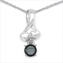 Collier/Halskette mit Saphir-Anhänger-1,10 Karat-Silber Rhodiniert