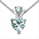 Collier/Kette m.Herz-Anhänger Blautopas-Silber-Rhodin.-0,35 Karat