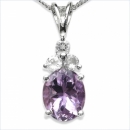 Collier/Kette Anhänger m.4 Amethysten-925 Silber-Rhod.2,86 Karat