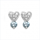 Ohrstecker Herz mit Aquamarin-925 St.Silber-Rhodiniert-0,50 Karat