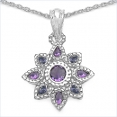 Collier/Halskette Amethyst/Tansanit-Stern-Anhänger-2,34 Karat