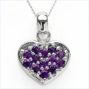 Collier/Kette Anhänger Herz m.13 Amethysten-925 Silber