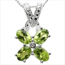 Collier/Halskette m.Diamant/Peridot-Anhänger-1,81 Karat