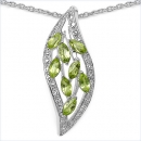 Collier/Kette Peridot-Blatt-Anhänger Silber-1,20 Karat