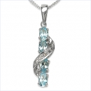 Collier/Kette m.Diamant/Blue Topas-Anhänger 1,41Karat