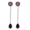 Ohrringe/Ohrstecker Granat-Tropfen-Silber/Rhodiniert-2,10 Karat