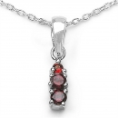 Collier/Halskette mit Granat Anhänger 925-Sterling-Silber-Rhodiniert