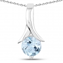 Collier/Kette Anhänger m.Blautopas 925Silber-Rhodiniert-1,10 Karat