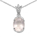 Collier/Halskette m.Anhänger-Rosenquarz-Zirkonia/3,28 Karat [P661RQ]