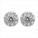 Große Ohrringe/Ohrstecker mit 20 weißen Zirkonia-925 Sterling-Silber-3,14 Karat