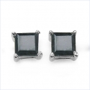Ohrringe/Ohrstecker Quadrat Black Saphir-Sterling Silber-Rhodiniert 1,00 Karat