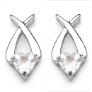 Ohrringe/Ohrstecker Rosenquarz-Herzen Silber Rhodiniert-3,40 Karat