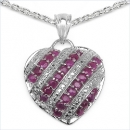 Collier/Kette m.Rubin-Herz Anhänger 925-Silber Rhodin.-1,56 Karat