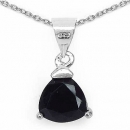Collier/Kette mit Schwarzem Saphir-Anhänger-Trillion/Dreieck