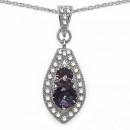Collier/Kette mit Mystik Topas/Zirkonia-Anhänger 1,00 Karat-30 Steine