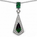 Collier/Kette mit smaragd-grünen Zirkonia-Anhänger-Silber-Rhodiniert-4,50 Karat