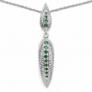 Collier/Halskette mit grünem Zirkonia Anhänger-Feder 0,35 Karat