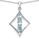 Collier/Kette mit Blautopas Anhänger-925 Silber Rhodiniert-1,79 Karat
