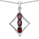 Collier/Kette mit Granat Anhänger-925 Silber Rhodiniert-1,69 Karat