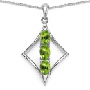 Collier/Kette mit Peridot Anhänger-925 Silber Rhodiniert-1,49 Karat