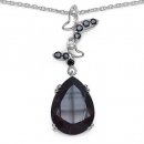 Collier/Kette mit Rauchquarz/Schwarzem Spinell-Anhänger-Schmetterlinge -7,54 Karat