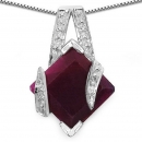 Collier/Kette-Anhänger echter Rubin-6,18 Karat-Silber-Rhodiniert