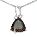 Collier/Halskette mit Smoky-Topas/Rauchquarz-Anhänger-3,10 Karat-Silber