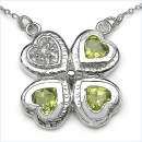 Collier/Kette m.Kleeblatt-Zirkonia/Peridot-Anhänger-1,36 Karat