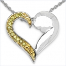 Collier/Herz-Anhänger mit 12 seltenen gelben Diamanten