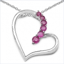 Collier mit Rubin-Herz-Anhänger-925 Silb.-0,58 Karat