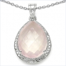 Collier/Kette mit großem Rosenquarz-Anhänger 12,72 Karat