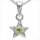 Collier/Kette Peridot-Anhänger-Stern 925 Silber-Rhodiniert