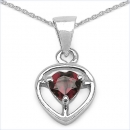 Collier/Kette mit Herz-Anhänger-Granat 925 Silber/Rhod.-0,50 Karat