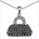 Collier mit Anhänger Handtasche-Blaue Diamanten,Saphire-2,44 Karat-53 Edelsteine
