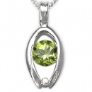 Collier/Kette mit Peridot-Anhänger 925 Silber Rhodiniert-0,64 Karat