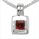 Collier/Kette mit Granat-Anhänger 925-Silber Rhodiniert