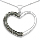 Collier/Herz-Anhänger mit 15 seltenen blauen Diamanten/Brillianten