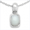 Collier/Halskette mit Opal-Anhänger-925 Silber Rhodiniert 1,10 Karat