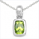 Collier/Kette mit Anhänger-Peridot 925 Silber-Rhodiniert-0,90 Karat