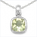 Collier/Kette Anhänger-Lemon Quarz/Zitronenquarz-Silber-Rhodiniert-1,30 Karat