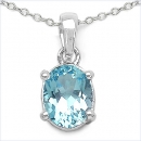 Collier/Kette Anhänger Ovaler Blautopas-Silber-2,50 Karat