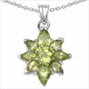 Collier/Halskette mit grünem Peridot-Stern-Anhänger-2,62 Karat-Silber Rhodiniert