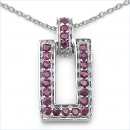 Collier/Halskette mit Rubin-Anhänger-24 Edelsteine