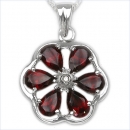 Collier m.Diamant/Granat-Blume-Anhänger-2,71Karat-Silber